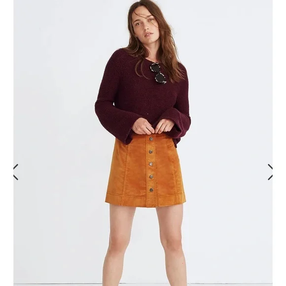 Madewell Velveteen snap skirt sz 00 - Picture 1 of 3